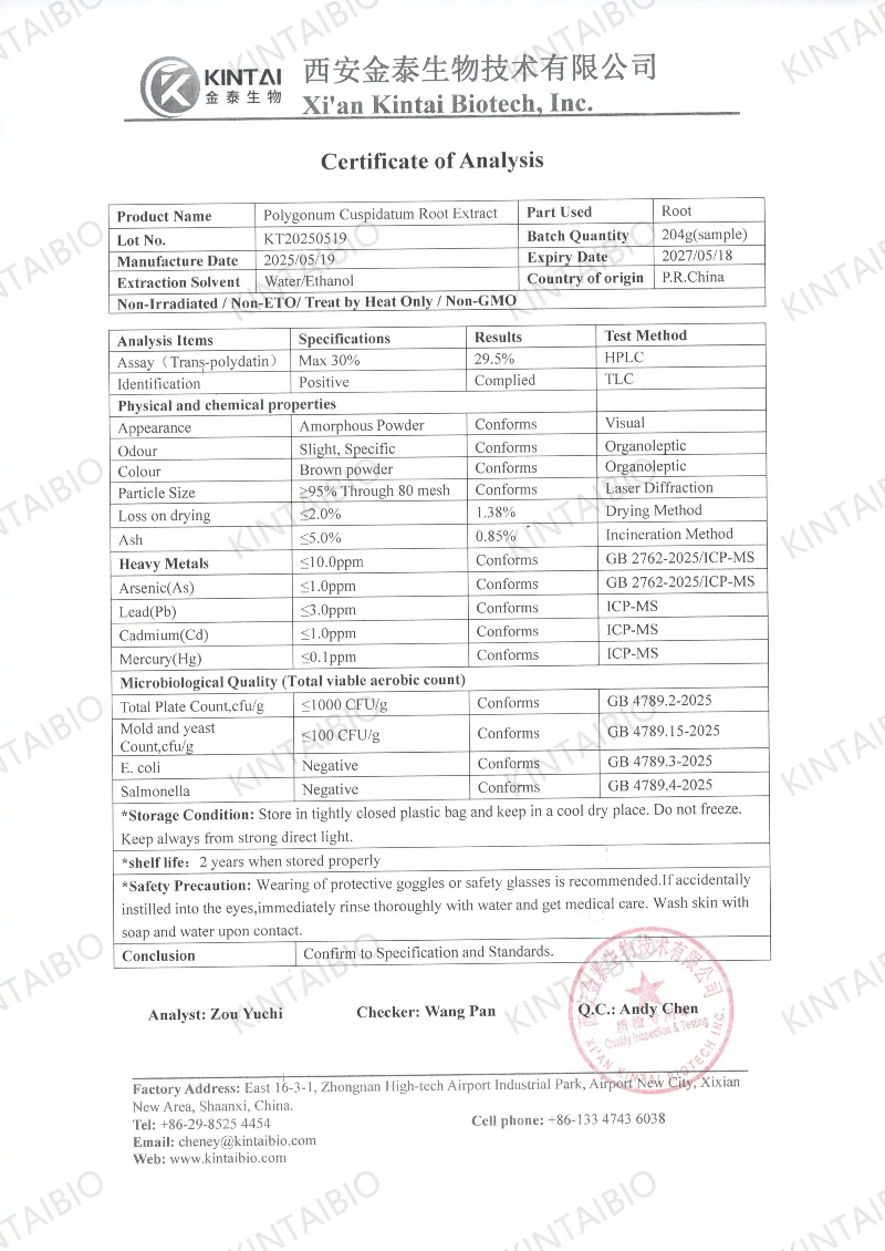 COA - batches of Polygonum cuspidatum extract total 400g101 COA - batches of Polygonum cuspidatum extract total 400g101